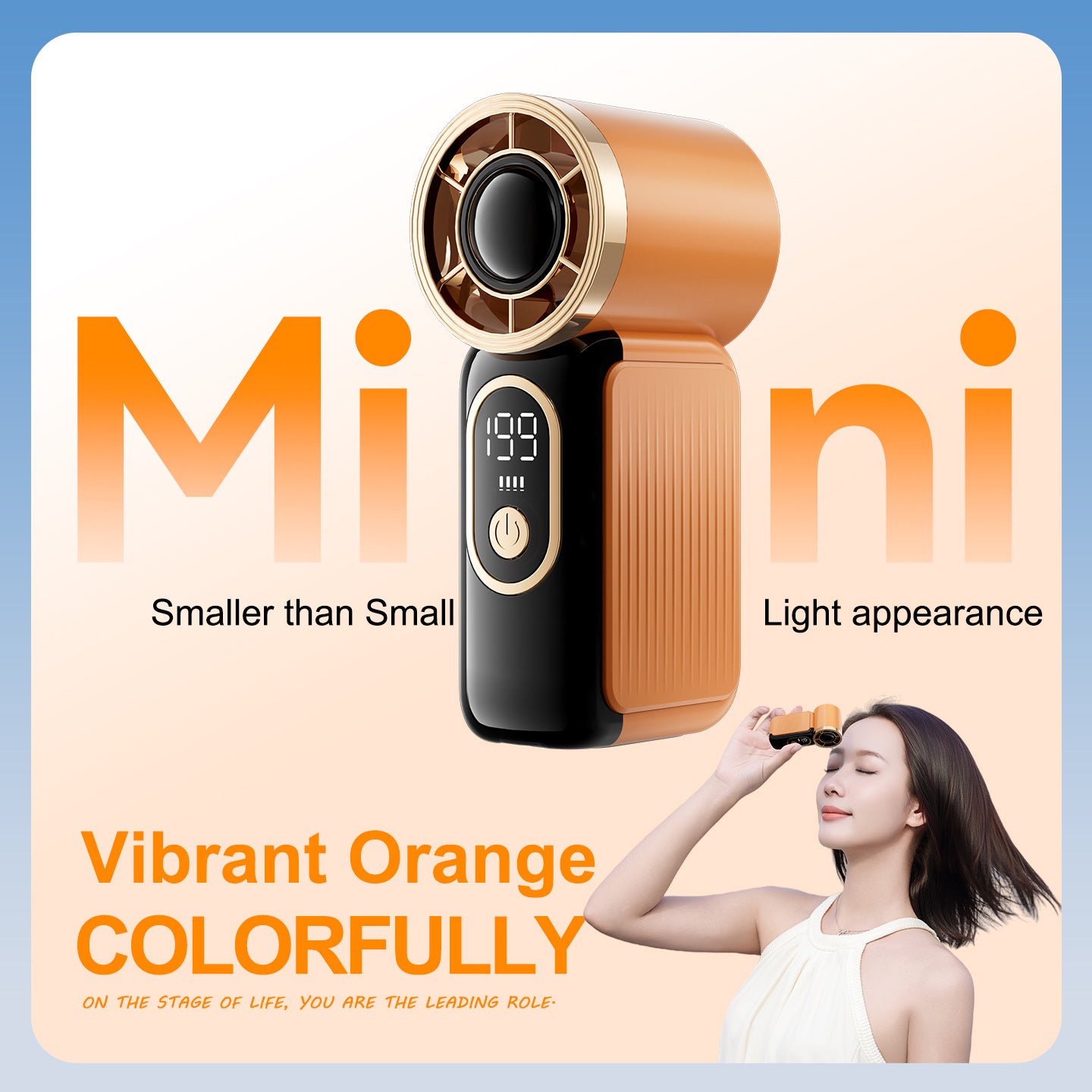 Rechargeable Handheld Fan with Digital Display