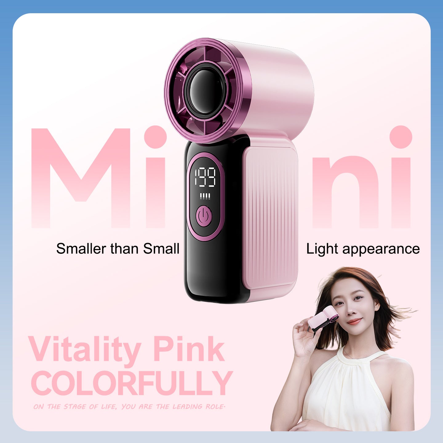 Rechargeable Handheld Fan with Digital Display