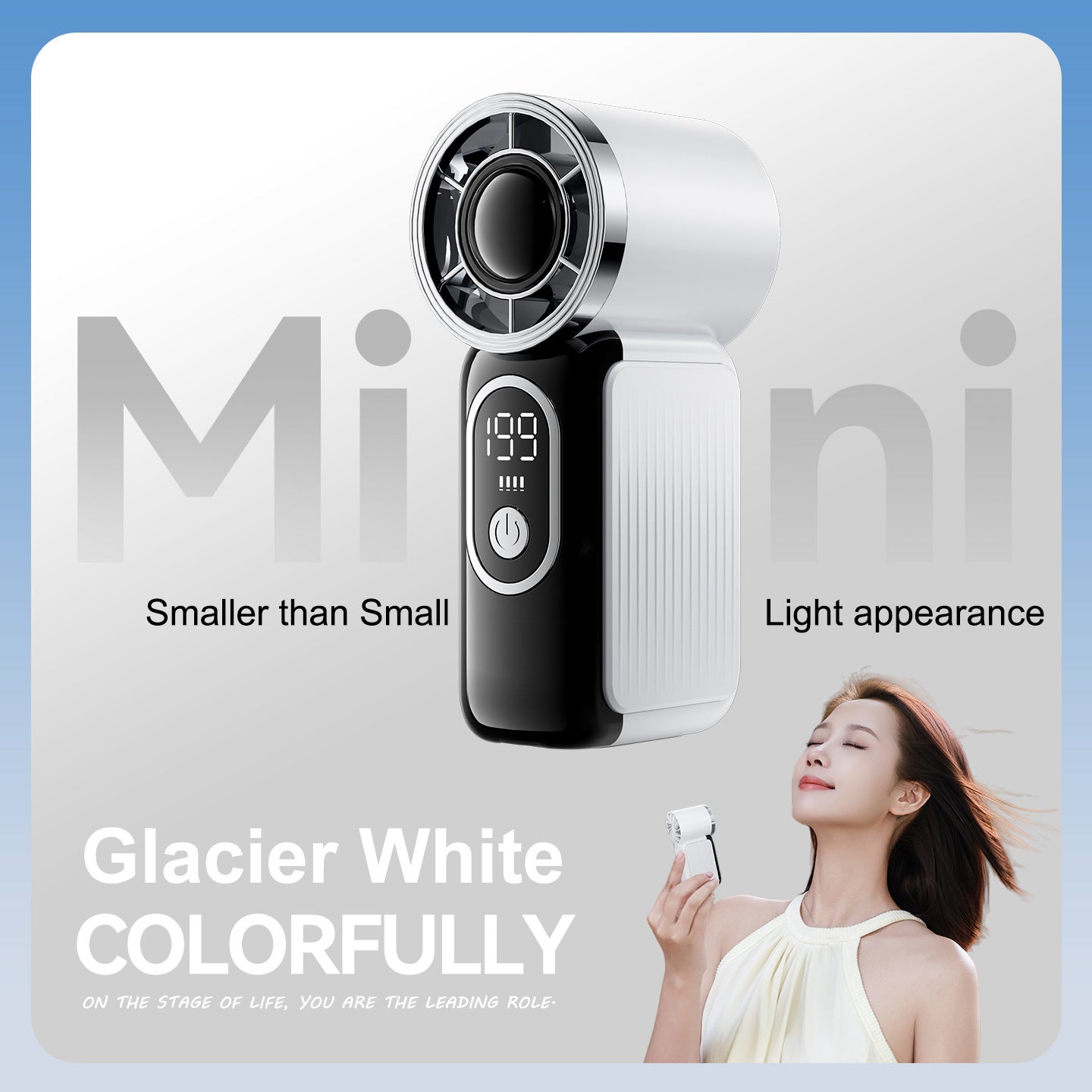 Rechargeable Handheld Fan with Digital Display